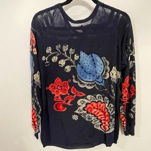 Desigual Top Navy Blue with flowers